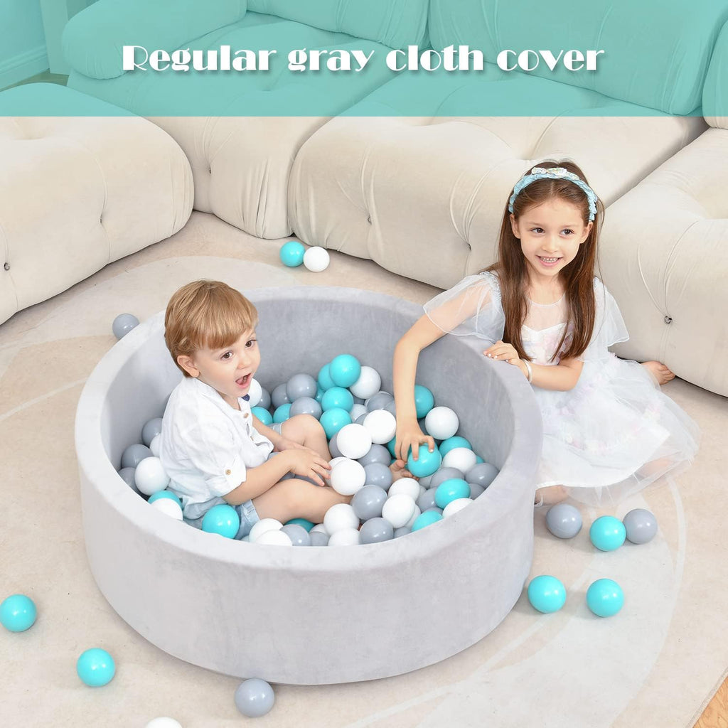 Airwitty Ball Pit with 2Pcs Covers- Fun Santa, Sigh, Coming down Chimney & aving Presents. Soft, Thick Foam, Machine Washab (Balls Not Included) , Anti-Wrink for Babies(Gray + Blue Christmas)