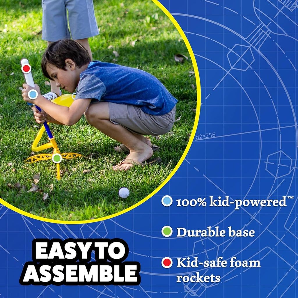 Jr Glow Rocket Launcher for Kids, 7 Rockets - Glow in the Dark Fun Backyard & Outdoor Kids Toys Gifts for Boys & Girls -Toy Soft Foam Blaster Set - Multi-Player Adjustable Launcher Stand