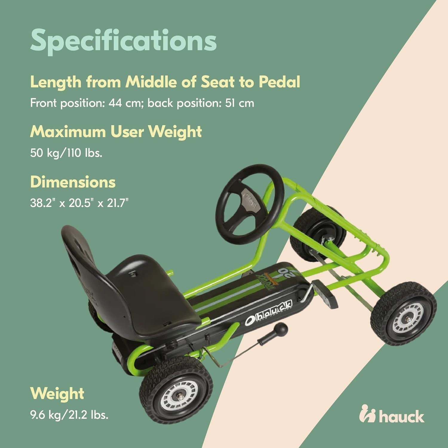 Kids Pedal Go Kart, 4 Wheel Bike Cart, Ride for Ages 4-8, Green- Outdoor Bicycle Karts with Plastic Wheels for Boys and Girls