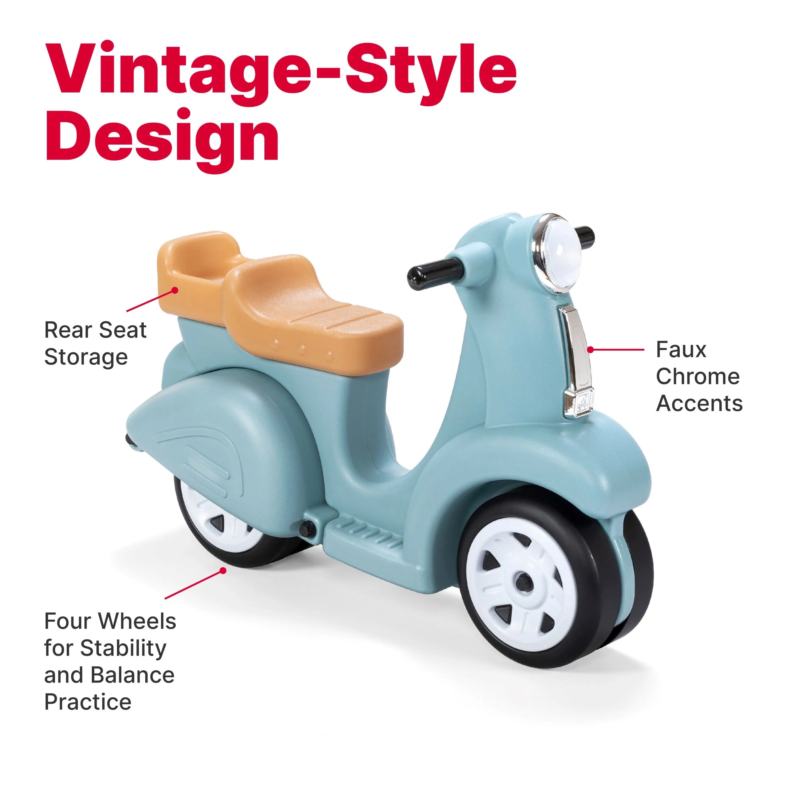 Ride along Aqua Scooter Plastic Toddler Foot-To-Floor Riding Toy for Ages 18M-4Y