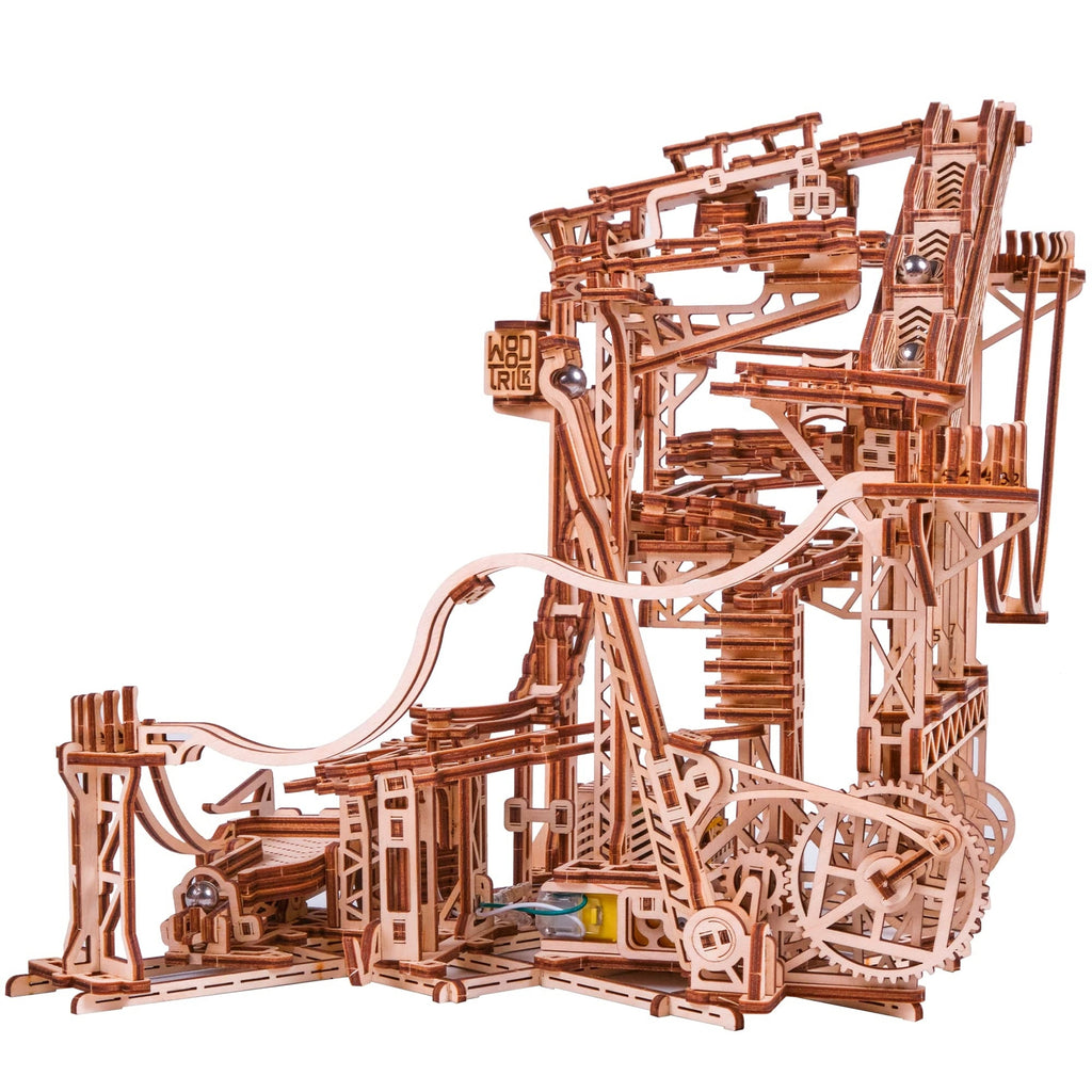 Wood Trick Wooden Marble Run Spiral Electric Motorized - Wooden 3D Puzzles Fo...