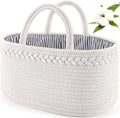 Baby Diaper Caddy, Nursery Storage Bin and Car Organizer for Diapers and Baby Wipes, Cotton Rope Diaper Basket Caddy, Changing Table Diaper Storage Caddy